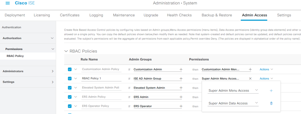 Policy Selection for Admin