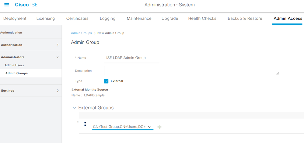 Admin External Groups LDAP