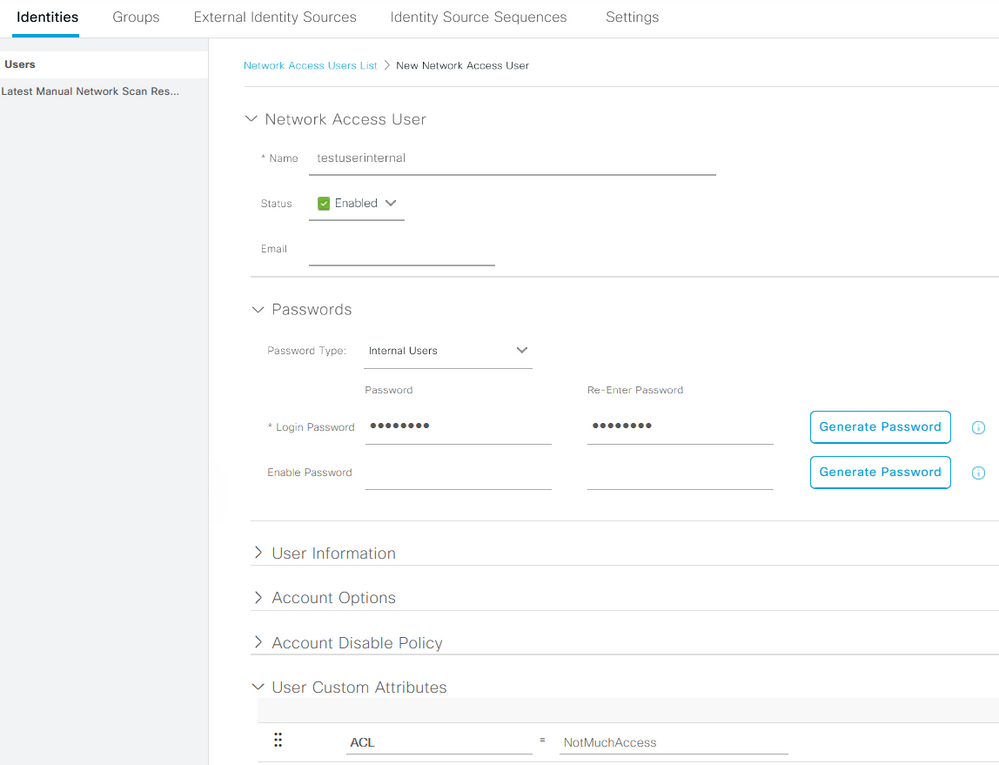 Configure an Internal User Account with the Custom Attribute