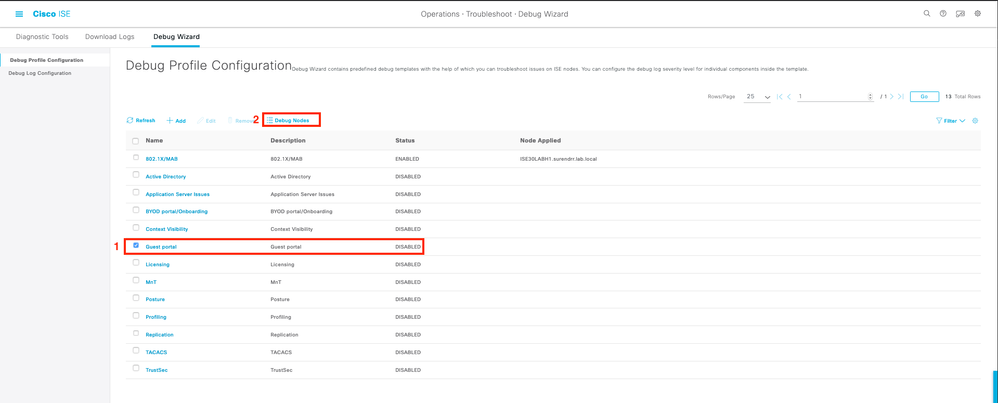 Debug User Interface - Debug Profile Configuration