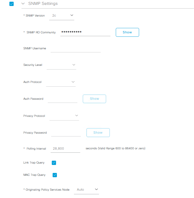 Configure EAP-TLS Authentication with ISE - Example SNMPv2c Config