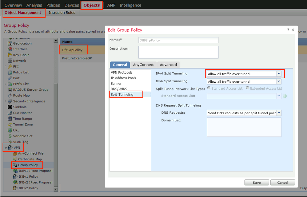 FTD GUI -check the tunnel policy on FMC