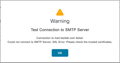 Error - Could not connect to SMTP Server