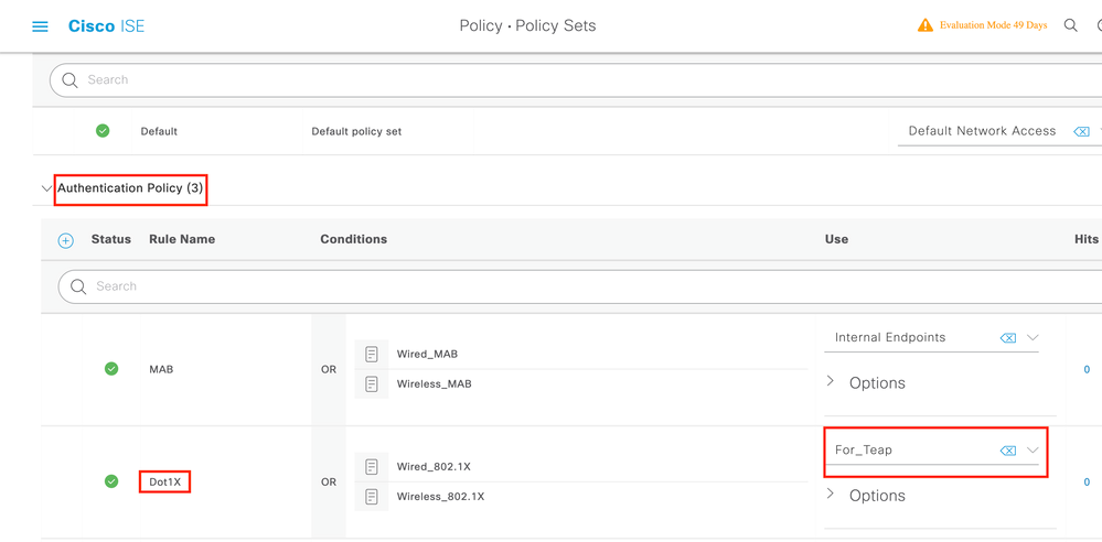 Cisco ISE Configuration - Authentication Policy