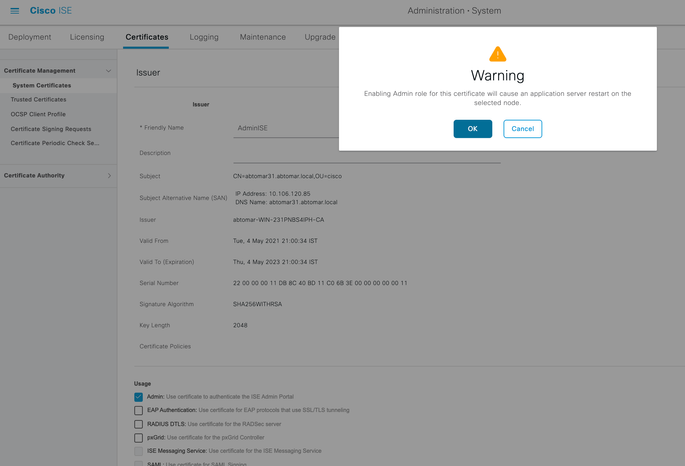 Verify Certificate Change