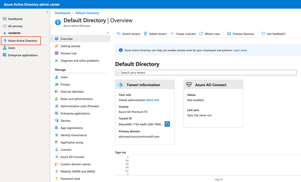 Azure Active Directory管理中心儀表板