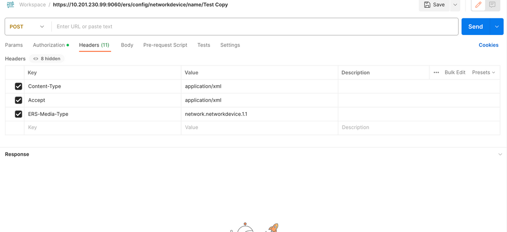 Configuração do cabeçalho XML do Postman