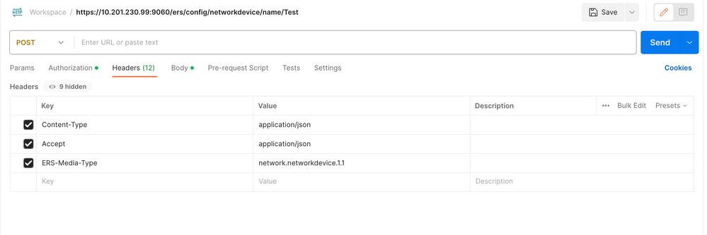 Configuração do cabeçalho JSON do Postman