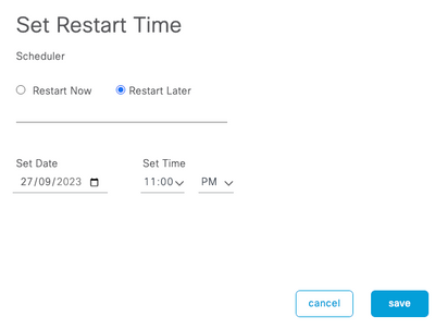 Definir hora de reinicialização