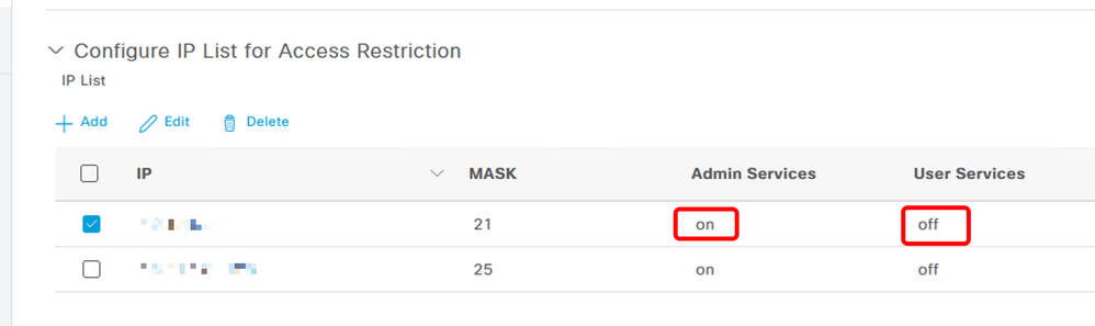 IP Access configuration in 3.2