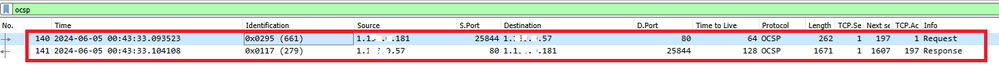 Packet Capture of OCSP Request and Response