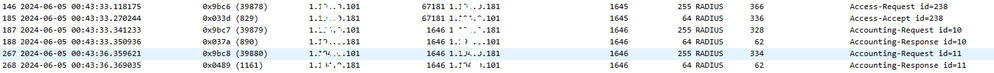 Packet Capture of Radius Session