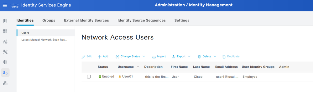 Conta de usuário JSON