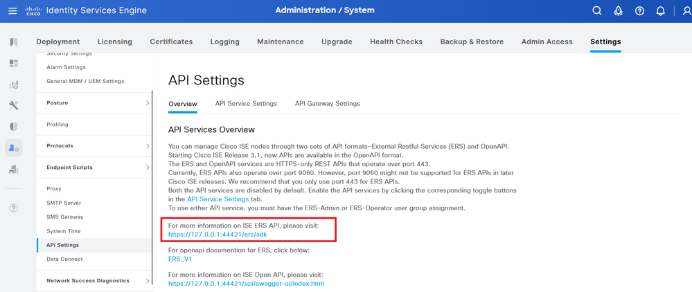 Configurações de API