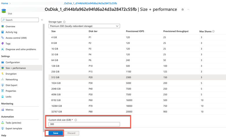 Change Disck Size