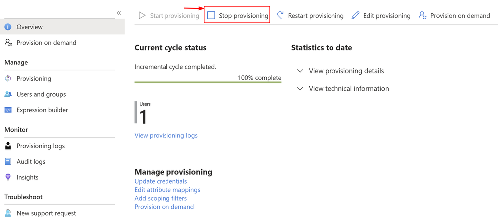 Azure - Stop Provisioning