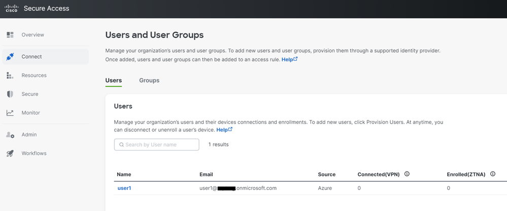 Secure Access - Users and Groups (User Removed)