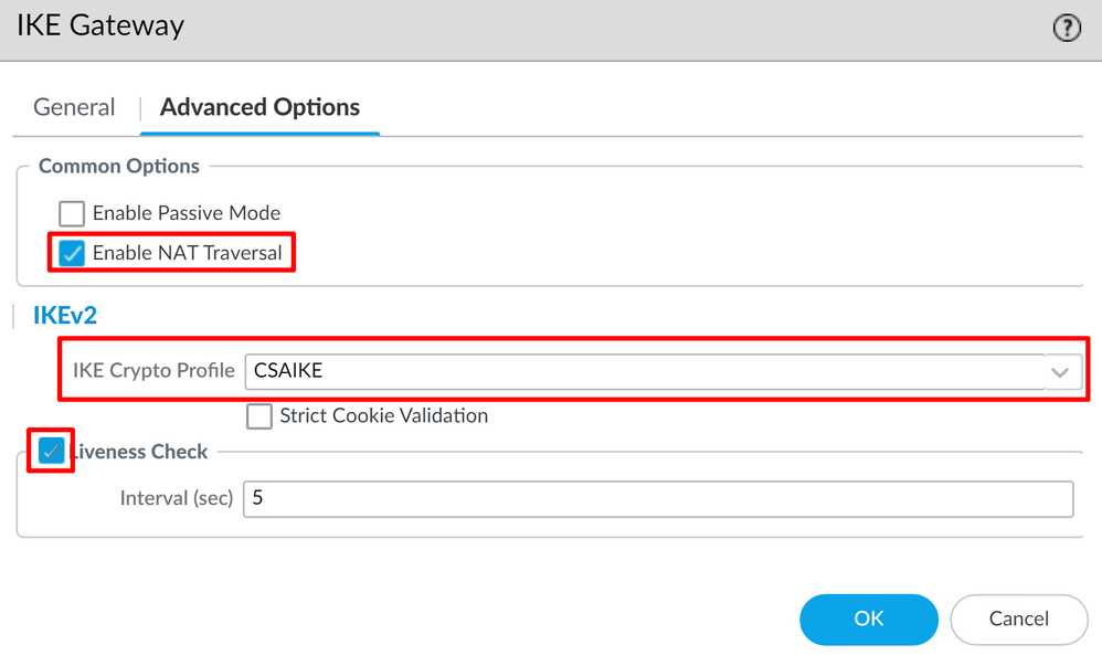 Palo Alto - IKE Gateways - Advanced Options