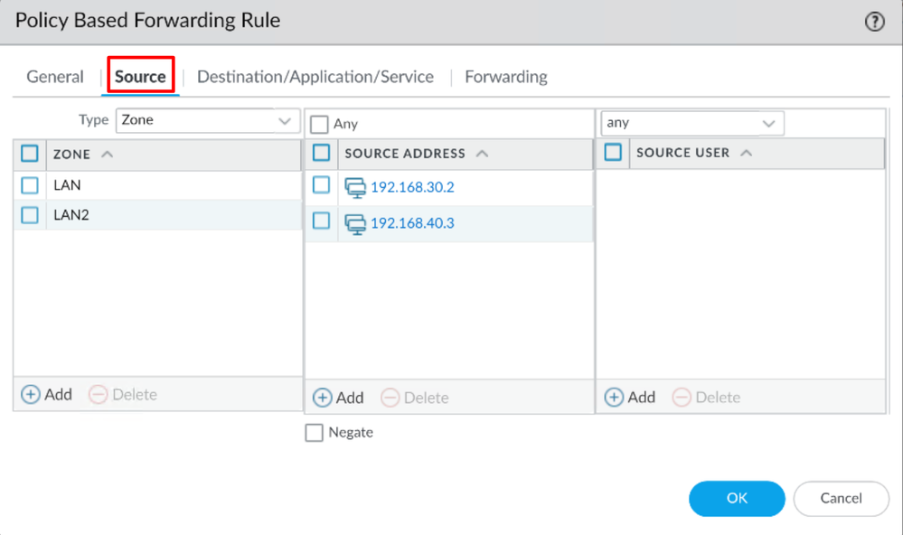 Palo Alto - Policy Based Forwarding - Source