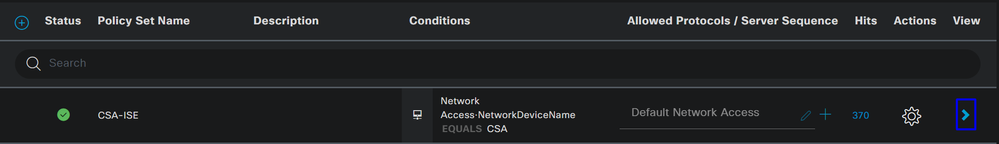 ISE – ポリシーセット – CSA - ISE