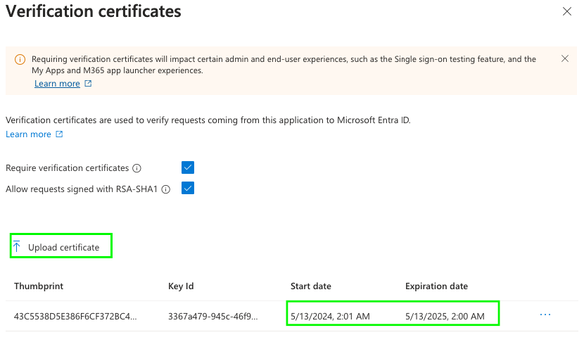 SAML Certificate Updated