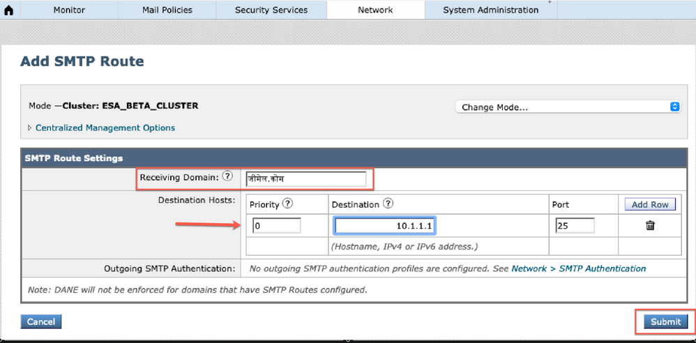 SMTP Routes