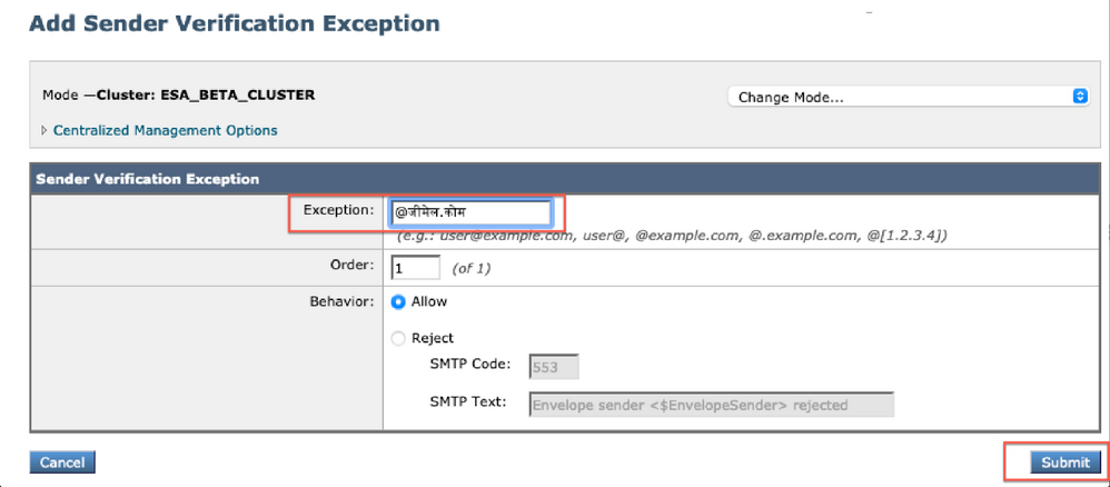 Sender Verification Exception