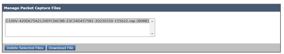 Choose Capture from Manage Packet Capture Files and Click Download
