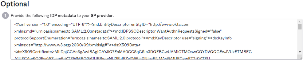 OKTA IdP Metadata Information