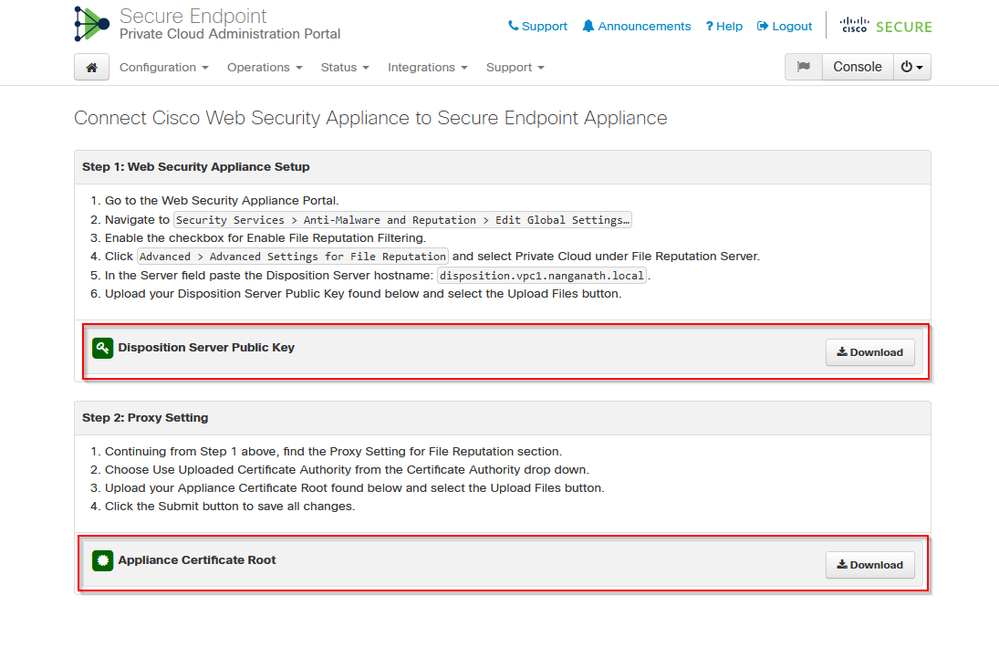 VPC portal web security tab