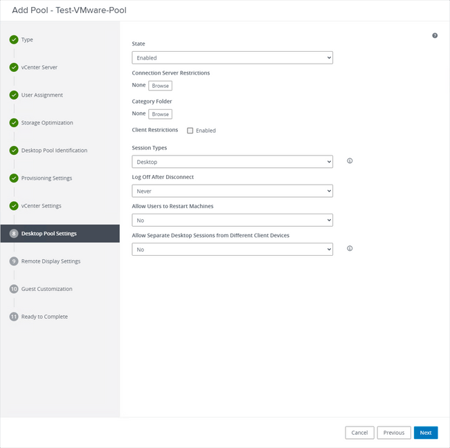 VmWare Horizon – デスクトッププールの設定