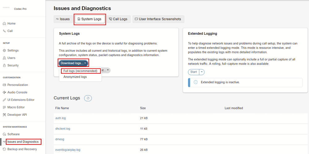 Log Collection from Endpoint GUI