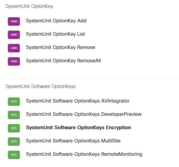 xAPI command for Managing Option Keys