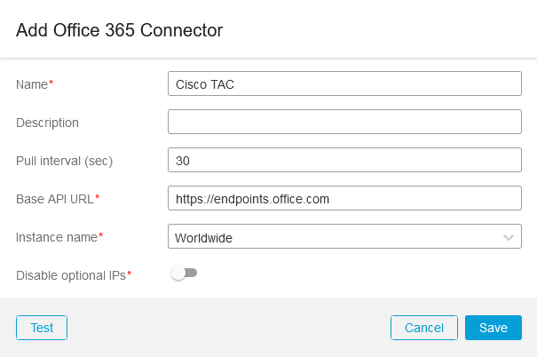 Konfiguration des CSDAC Office 365-Connectors