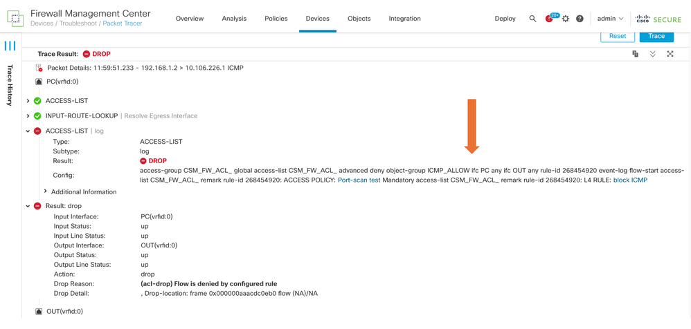 Trace Result DROP