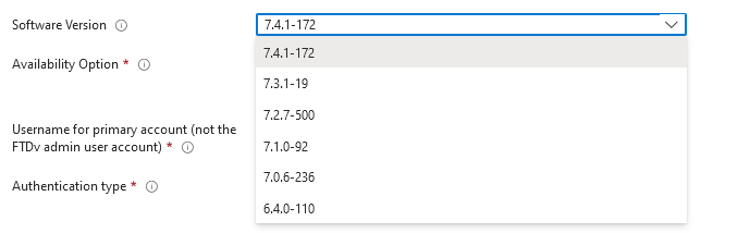 Versions Available to Deploy on Azure Market