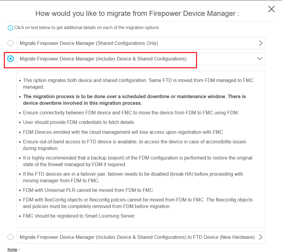 Migration Options