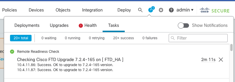 Comprobación de preparación finalizada