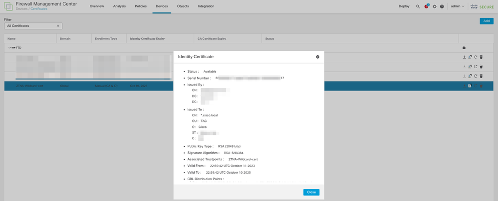 FMC Certificate Import