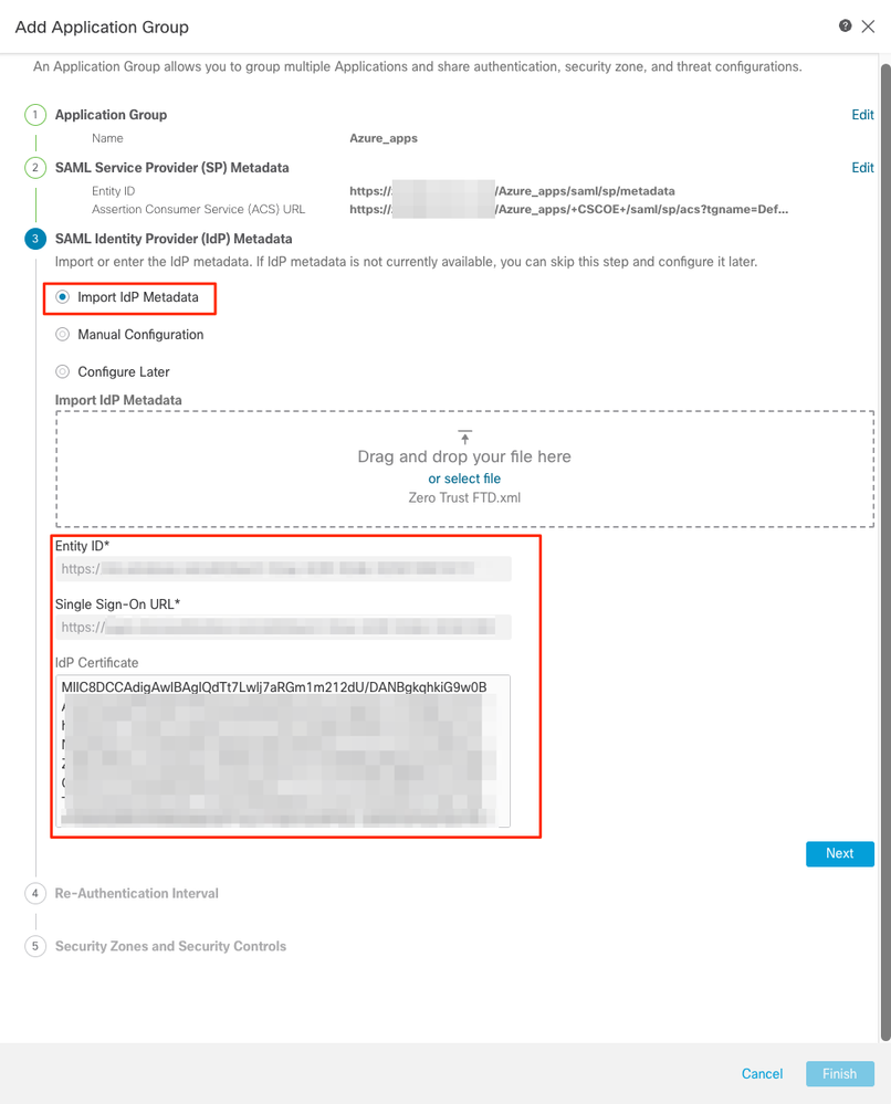 FMC Import IdP Metadata (azure)