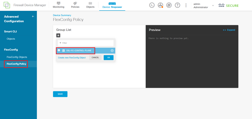 Imagen 34. Política FlexConfig