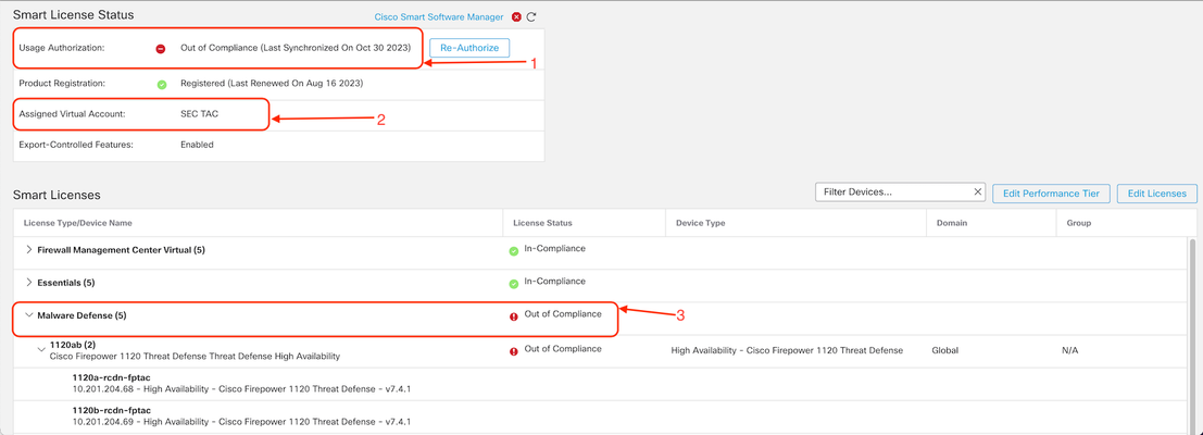 Out of Compliance Status on FMC