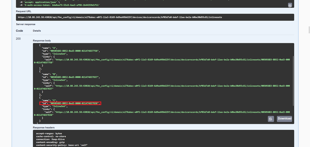 Inline Sets GET Response Body