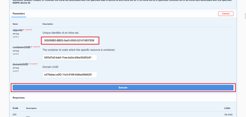 Inline Sets GET Object ID Execution