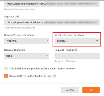 Select the custom certificate