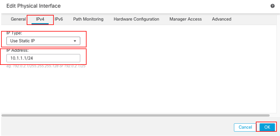 Interface Gi0/0 IPv4