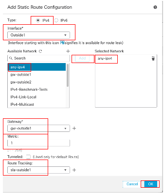 Add Static Route First ISP