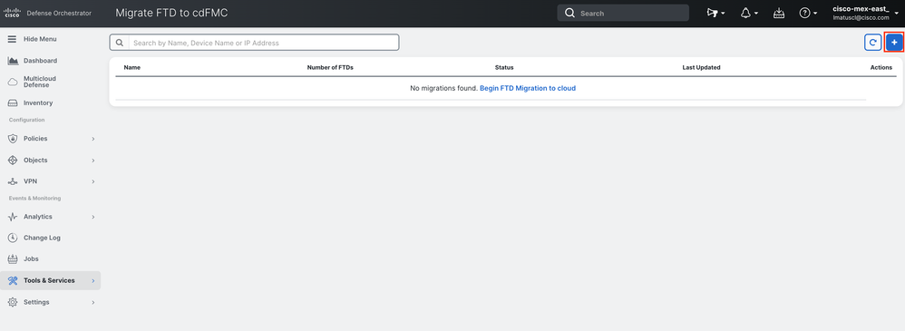 Image 8. Migrate FTD to cdFMC.