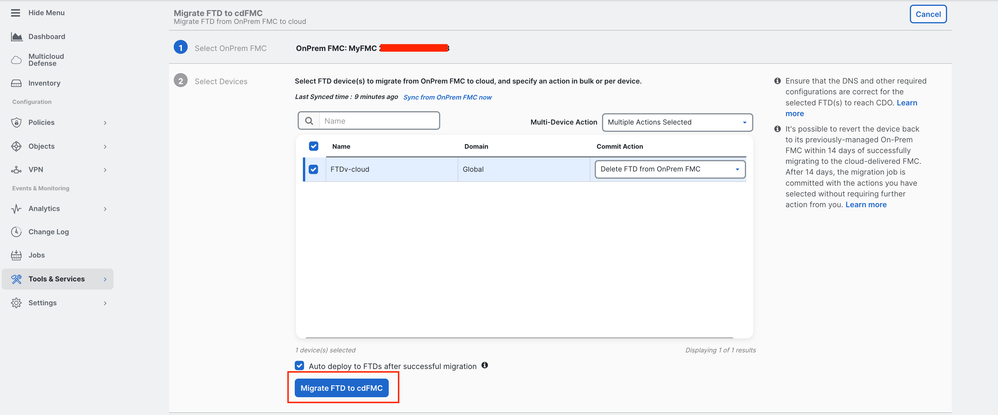 Image 11. Start the migration process.