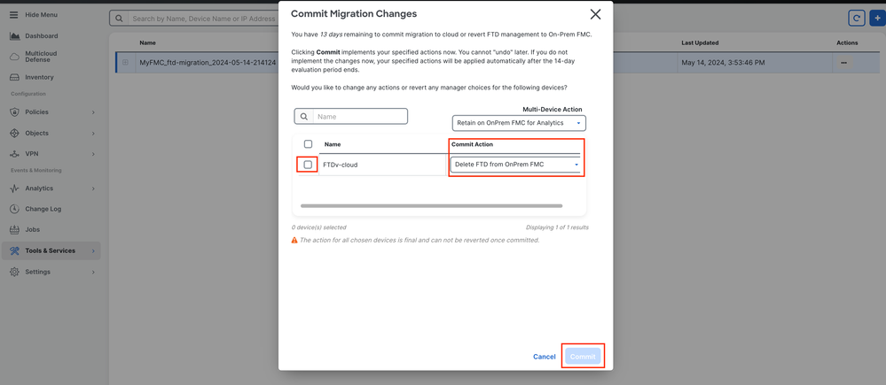 Image 14. Commit changes validation.